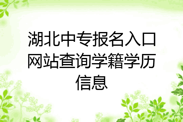 湖北中专报名入口网站查询学籍学历信息