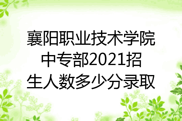 襄阳职业技术学院中专部2021招生人数多少分录取