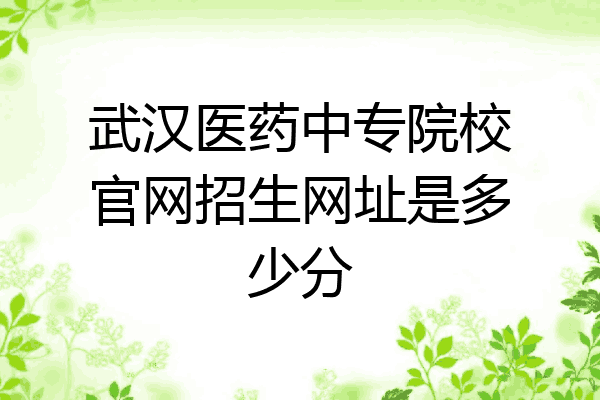 武汉医药中专院校官网招生网址是多少分