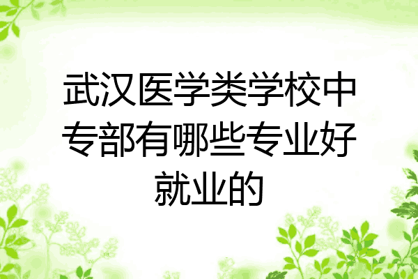 武汉医学类学校中专部有哪些专业好就业的