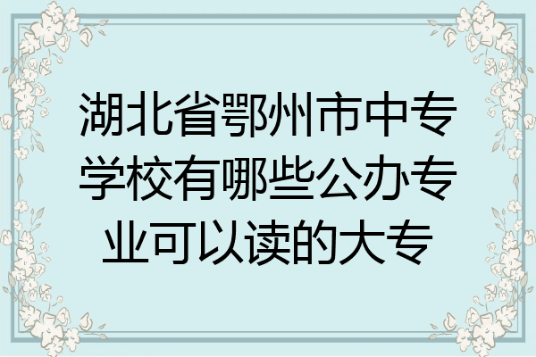 湖北省鄂州市中专学校有哪些公办专业可以读的大专