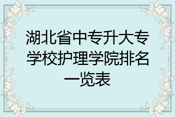 湖北省中专升大专学校护理学院排名一览表