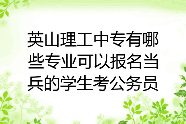 英山理工中专有哪些专业可以报名当兵的学生考公务员