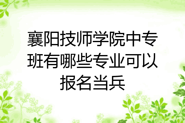 襄阳技师学院中专班有哪些专业可以报名当兵