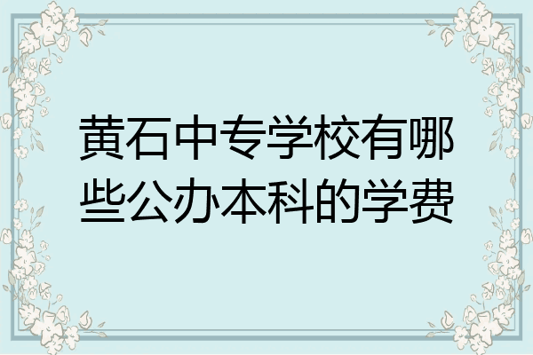 黄石中专学校有哪些公办本科的学费