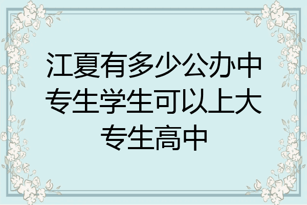 江夏有多少公办中专生学生可以上大专生高中