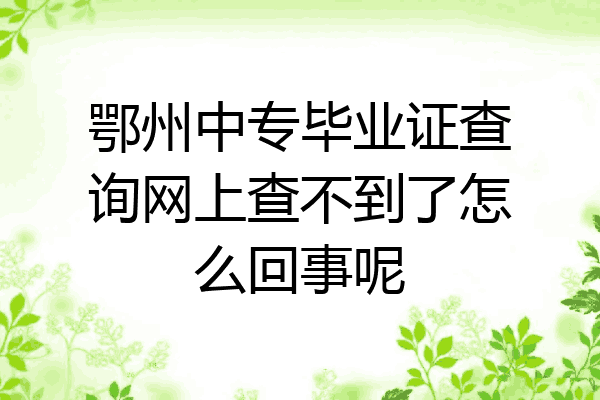 鄂州中专毕业证查询网上查不到了怎么回事呢