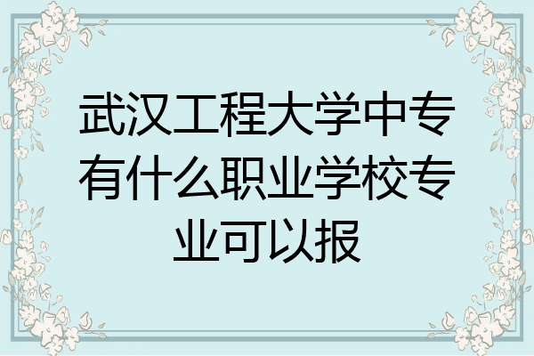 武汉工程大学中专有什么职业学校专业可以报