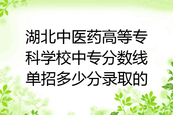 湖北中医药高等专科学校中专分数线单招多少分录取的