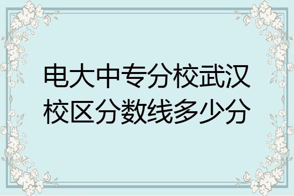 电大中专分校武汉校区分数线多少分