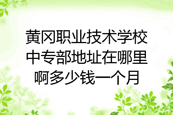 黄冈职业技术学校中专部地址在哪里啊多少钱一个月