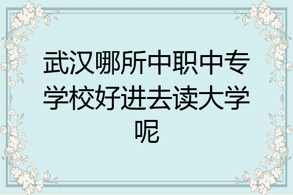 武汉哪所中职中专学校好进去读大学呢
