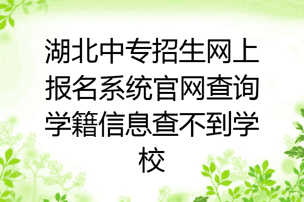 湖北中专招生网上报名系统官网查询学籍信息查不到学校