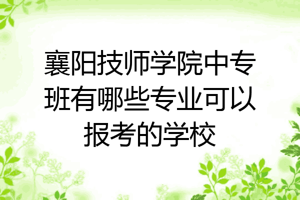 襄阳技师学院中专班有哪些专业可以报考的学校