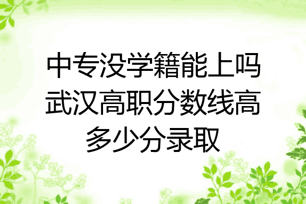 中专没学籍能上吗武汉高职分数线高多少分录取