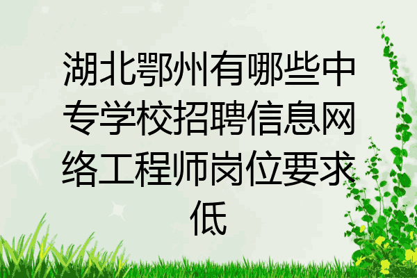 湖北鄂州有哪些中专学校招聘信息网络工程师岗位要求低