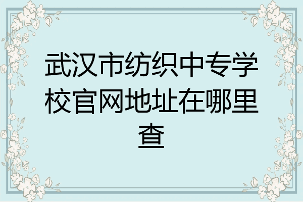 武汉市纺织中专学校官网地址在哪里查