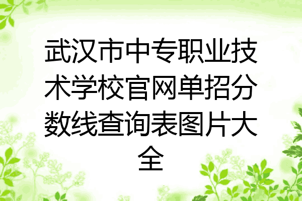 武汉市中专职业技术学校官网单招分数线查询表图片大全