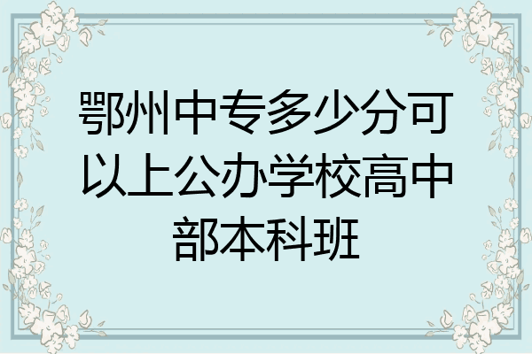 鄂州中专多少分可以上公办学校高中部本科班