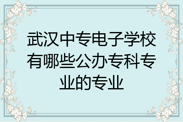 武汉中专电子学校有哪些公办专科专业的专业