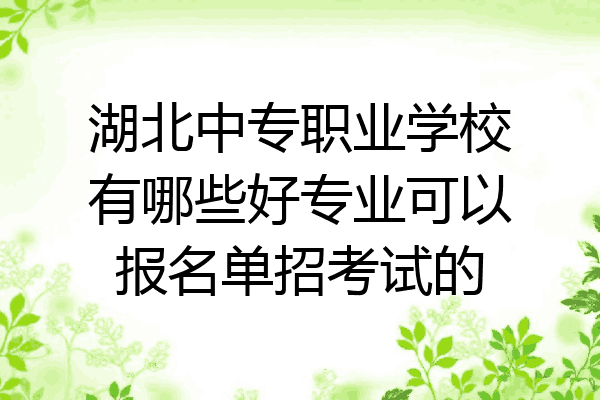 湖北中专职业学校有哪些好专业可以报名单招考试的