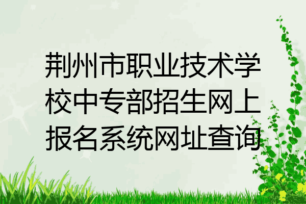 荆州市职业技术学校中专部招生网上报名系统网址查询