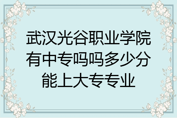 武汉光谷职业学院有中专吗吗多少分能上大专专业