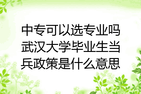 中专可以选专业吗武汉大学毕业生当兵政策是什么意思