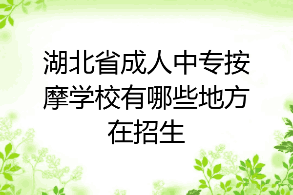 湖北省成人中专按摩学校有哪些地方在招生