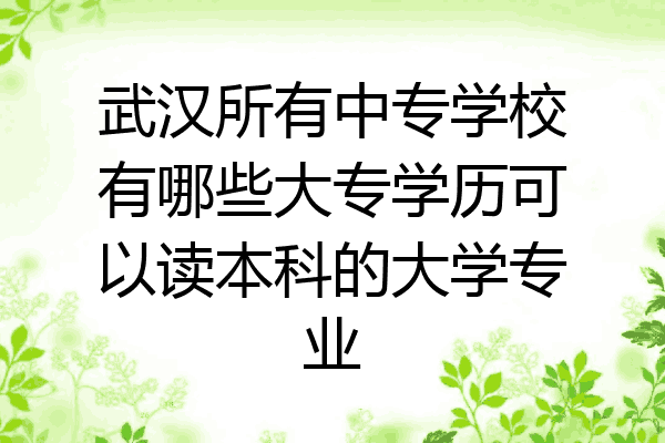 武汉所有中专学校有哪些大专学历可以读本科的大学专业