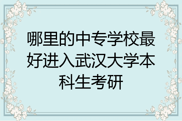 哪里的中专学校最好进入武汉大学本科生考研