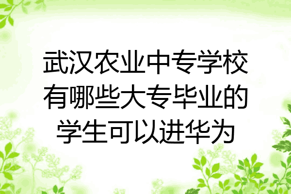 武汉农业中专学校有哪些大专毕业的学生可以进华为