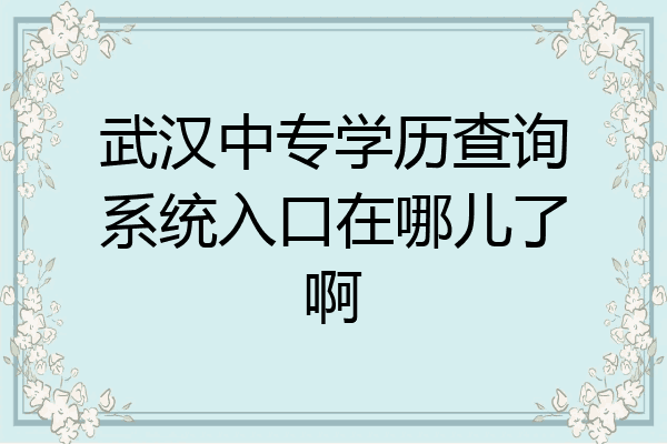 武汉中专学历查询系统入口在哪儿了啊