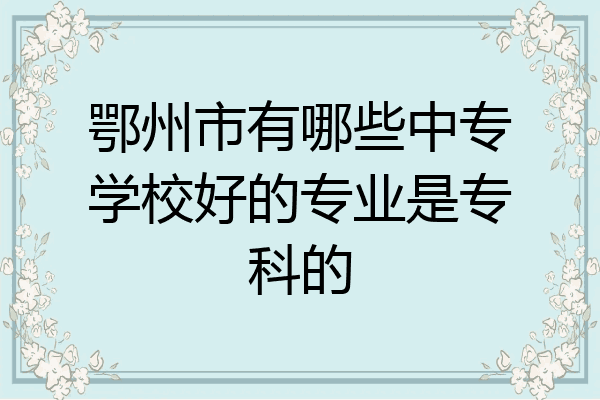 鄂州市有哪些中专学校好的专业是专科的