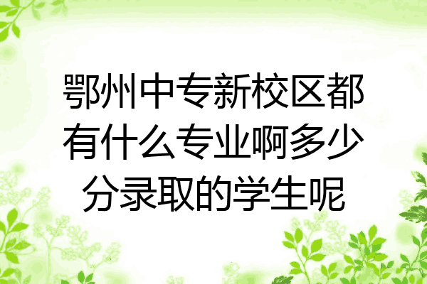 鄂州中专新校区都有什么专业啊多少分录取的学生呢
