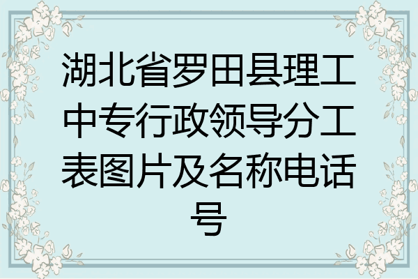 湖北省罗田县理工中专行政领导分工表图片及名称电话号