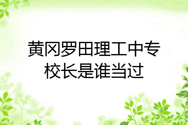 黄冈罗田理工中专校长是谁当过
