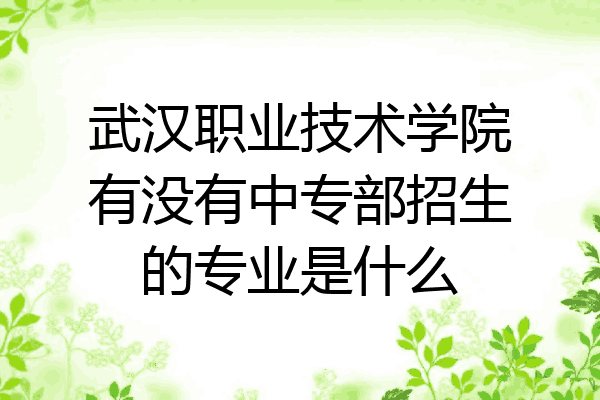 武汉职业技术学院有没有中专部招生的专业是什么