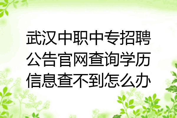 武汉中职中专招聘公告官网查询学历信息查不到怎么办