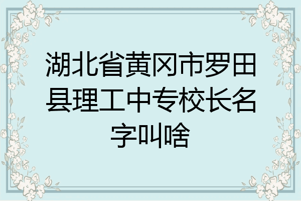 湖北省黄冈市罗田县理工中专校长名字叫啥