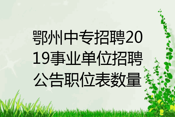 鄂州中专招聘2019事业单位招聘公告职位表数量