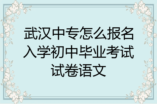 武汉中专怎么报名入学初中毕业考试试卷语文