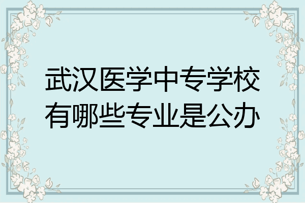 武汉医学中专学校有哪些专业是公办