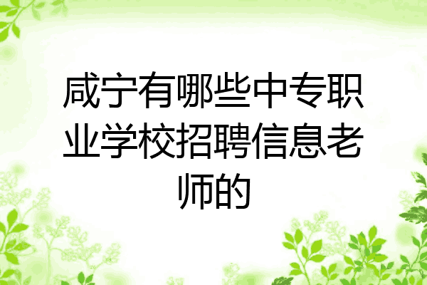 咸宁有哪些中专职业学校招聘信息老师的
