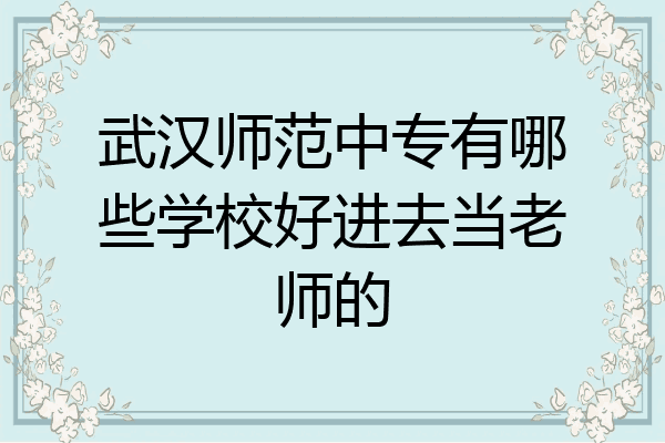 武汉师范中专有哪些学校好进去当老师的