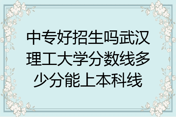 中专好招生吗武汉理工大学分数线多少分能上本科线