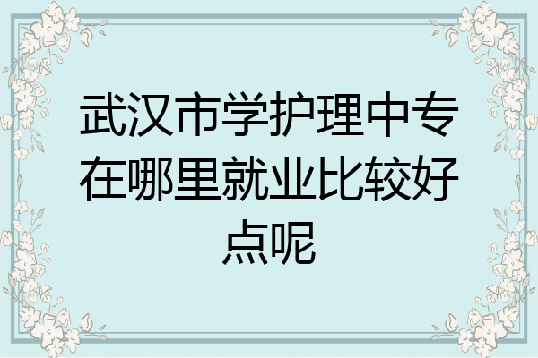 武汉市学护理中专在哪里就业比较好点呢