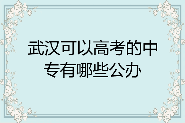 武汉可以高考的中专有哪些公办