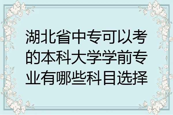 湖北省中专可以考的本科大学学前专业有哪些科目选择