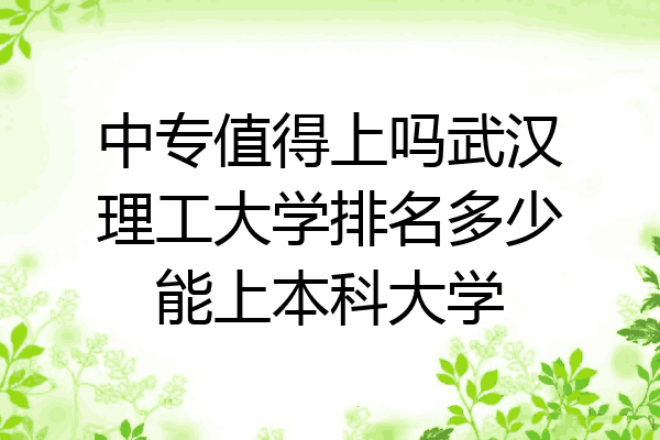 中专值得上吗武汉理工大学排名多少能上本科大学